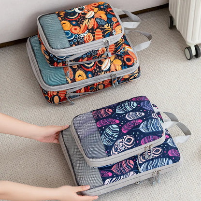 4pcs Compression Storage Bag Large Capacity Foldable Packing Cubes Washable Expandable Luggage Storage Bags Set