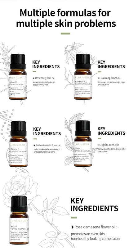 15Ml Essential Oils for Face 100% Natural Essential Oils Set  Vitamin C Facial Care Essence Oil Soothing Moisturizing Rose oil