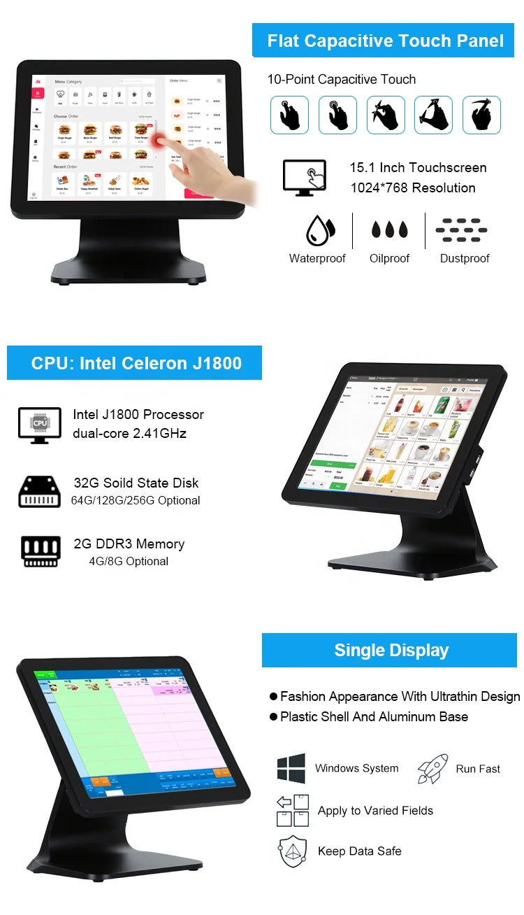 A complete set of cash register equipment thermal printer scanner cash drawer touch cash register 15.1 inch built-in WIFI