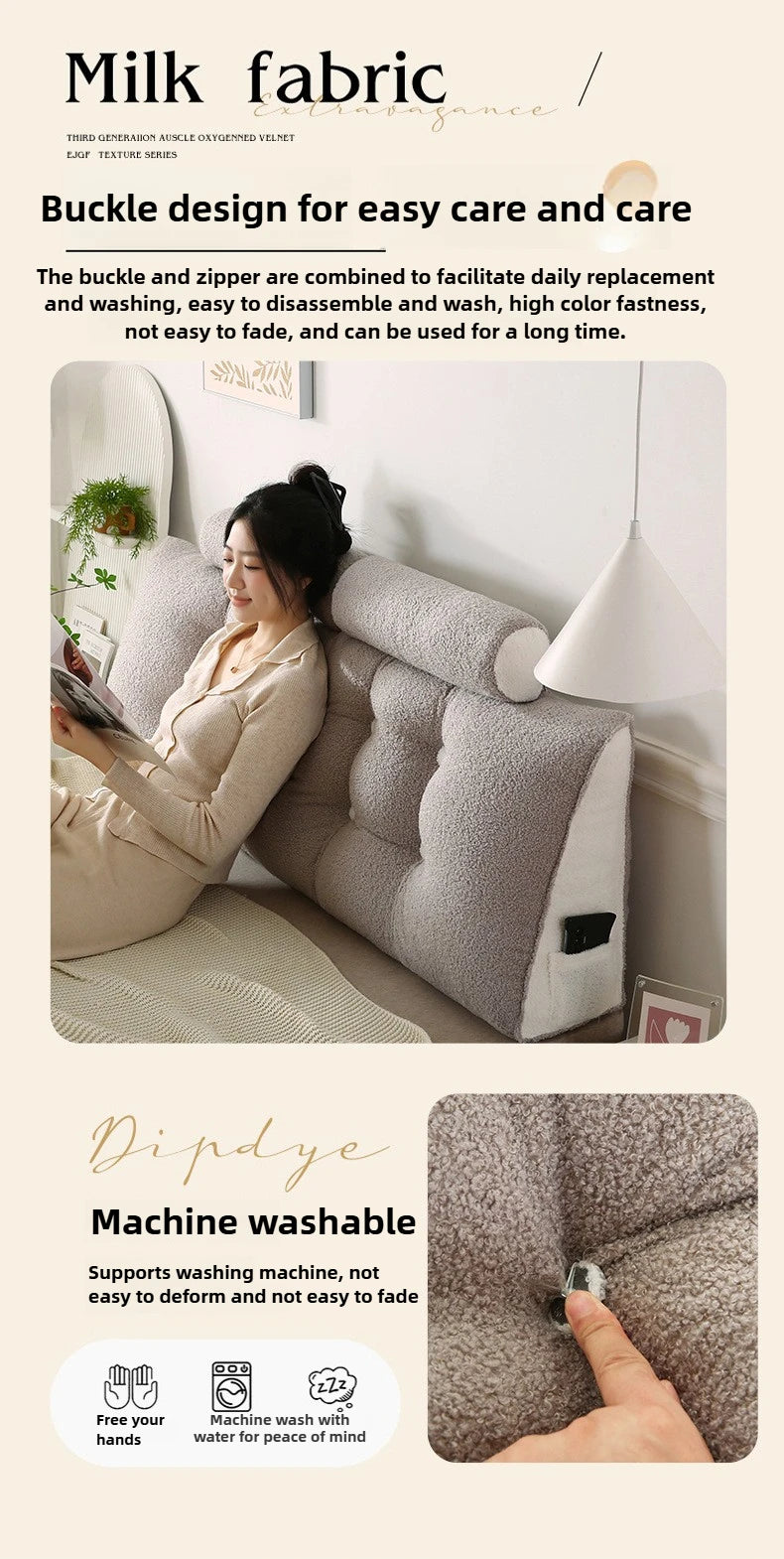 Headboard Pillow Lambswool Triangle Cushion Backrest Pain Relief Sofa Waist Cushion Wedge Sleeping Pillows for Bed Decorative 이불