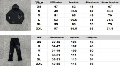 Jogging Streetwear Hoodies Trousers Set Centre Cee Tracksuit Men Clothing Y2k Cotton Sweatshirts Tops Pants Mens Clothes Black