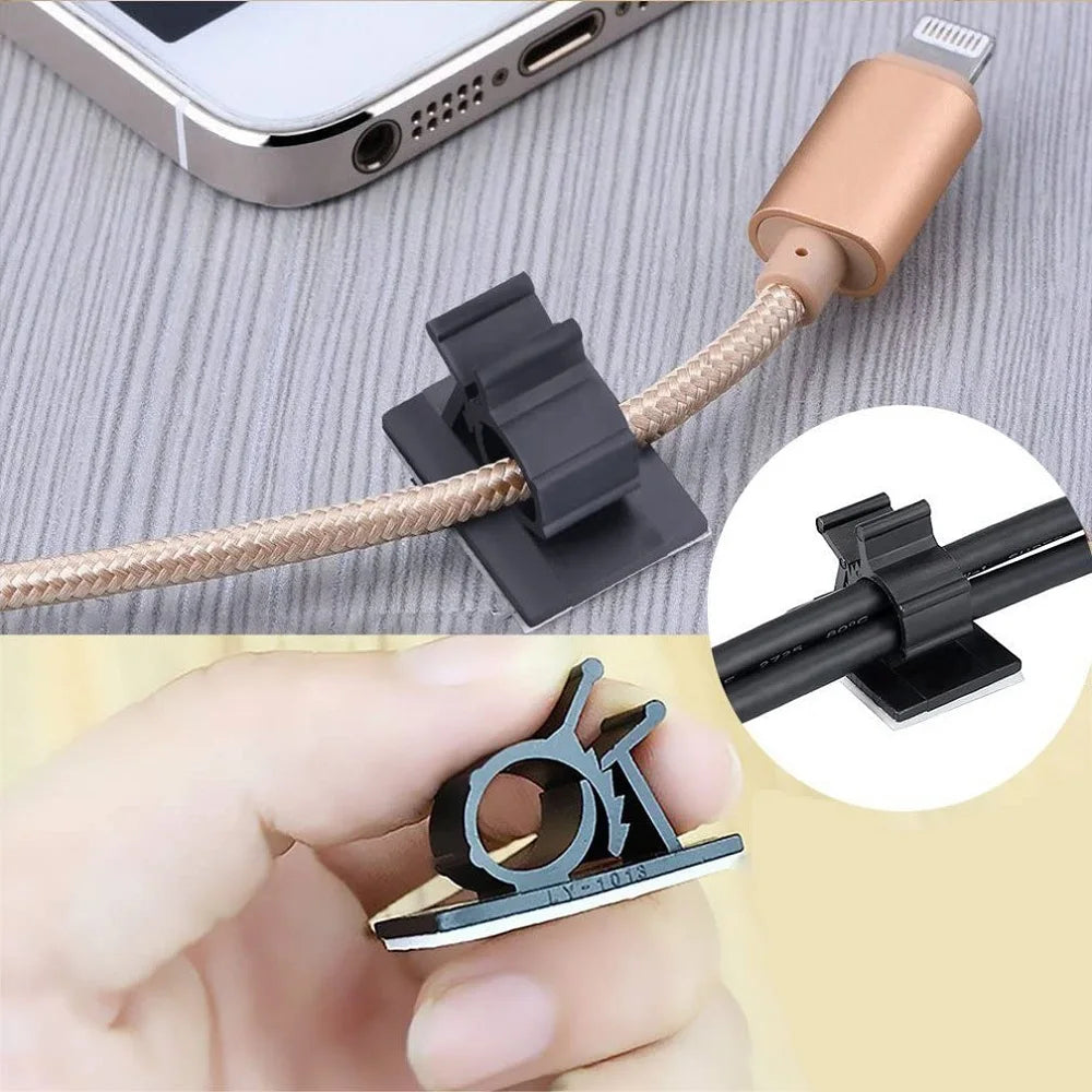20 Pcs Cable Clips Self Adhesive Power Cord Management Wire Holder Cable Organizer Clamp Wire Clip for Car Desktop Wall Phone
