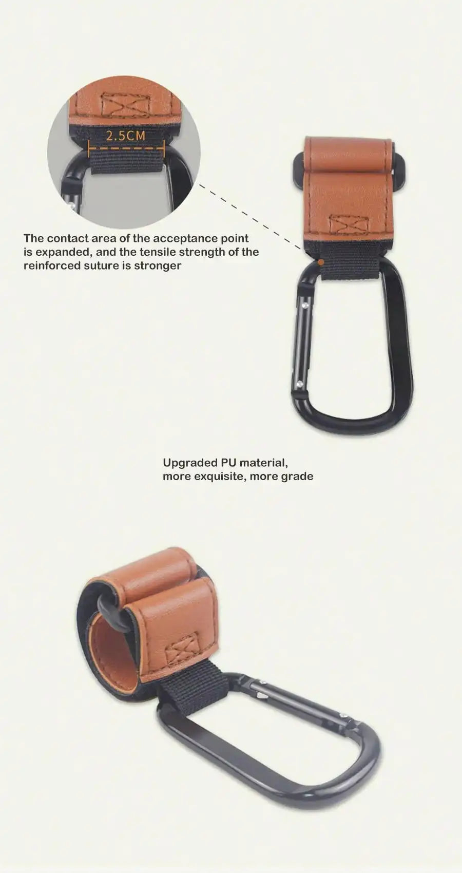 1/2pcs PU Leather Baby Bag Stroller Hook Pram Cart Organizer 360 Degree Rotatable Hook High-quality Crochet Stroller Accessories