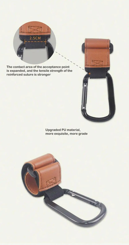 1/2pcs PU Leather Baby Bag Stroller Hook Pram Cart Organizer 360 Degree Rotatable Hook High-quality Crochet Stroller Accessories