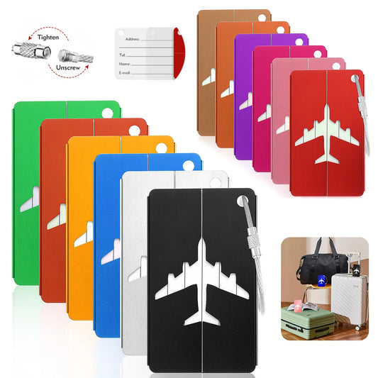 Aluminum Alloy Travel Luggage Tag Hanging Tag Suitcase Tag Plane With Name ID Cards Anti-lost Solid Color Travel Accessories.zmt