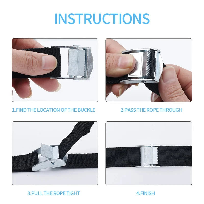 3 Pieces 1M Buckle Tie-Down Belt Cargo Straps For Car Motorcycle Bike With Metal Buckle Tow Rope Strong Ratchet Belt for Luggage
