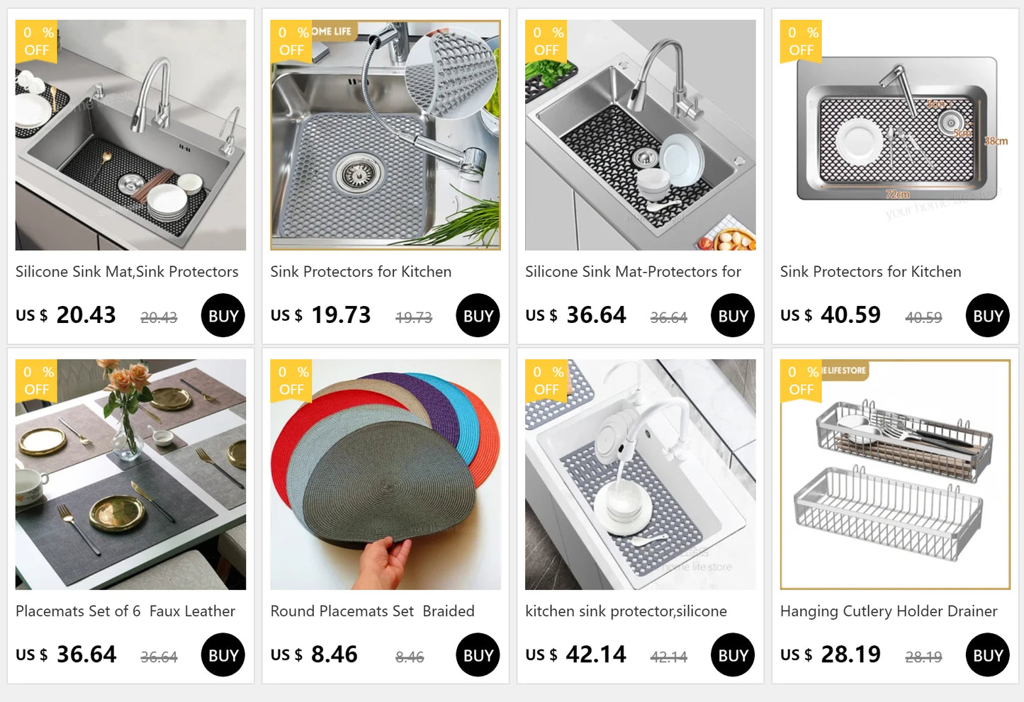 Silicone Sink Mat Sink Protectors for Kitchen Sink, Sink Mat Grid Non-Slip Folding Sink for Bottom of Farmhouse Porcelain Sink