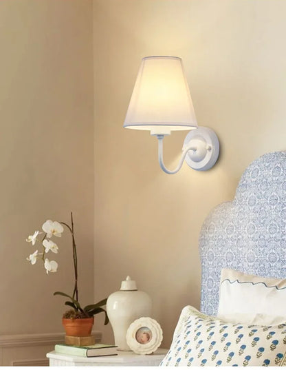 LED Retro Wall Lamp E27 Minimalist Creative Fabric Decorative Lamp Bedroom Hotel Bedside Study Indoor Household Lighting Fixture