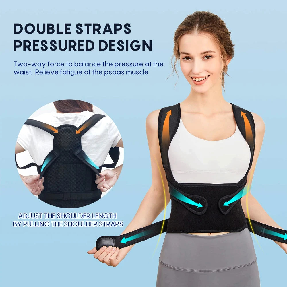 Back Brace and Posture Corrector for Women Men, Adjustable & Lightweight - Scoliosis & Hunchback Correction, Relief Back Pain