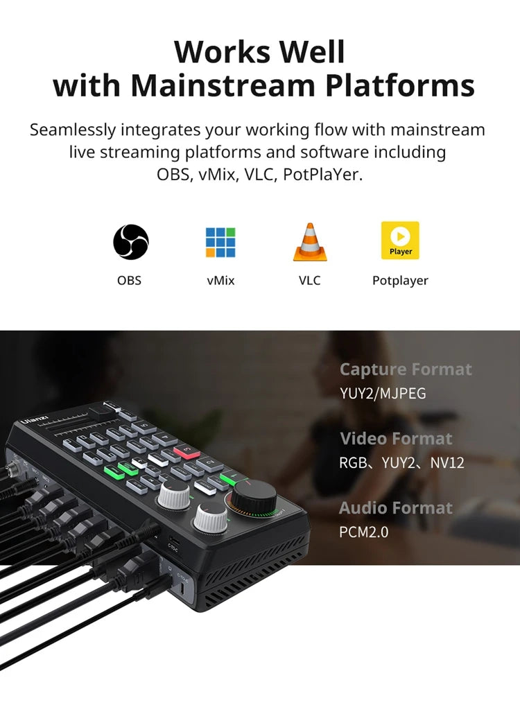 Ulanzi DD02 For Live Streaming Tool Video Mixer Video Switcher 4 CH HDMI Streaming 4K HD Screen For YUY2 MJPEG Capture Format
