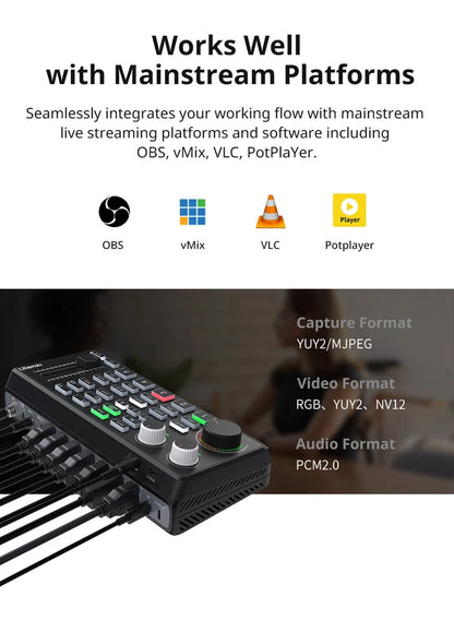Ulanzi DD02 For Live Streaming Tool Video Mixer Video Switcher 4 CH HDMI Streaming 4K HD Screen For YUY2 MJPEG Capture Format