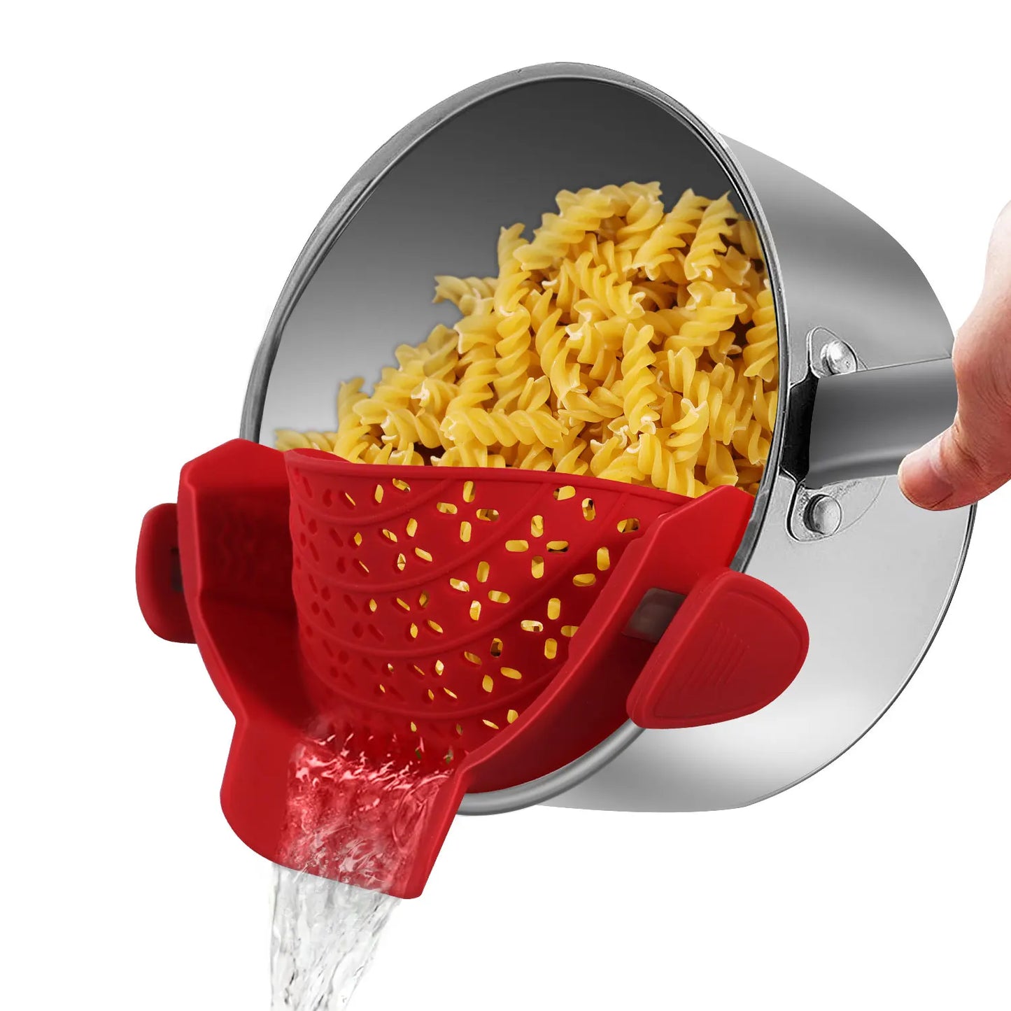 Universal Silicone Clip on Pan Pot Strainer Anti Spill Pasta Pot Strainer Food Grade Fruit Colander for Pasta Fruit Vegetable