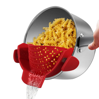 Universal Silicone Clip on Pan Pot Strainer Anti Spill Pasta Pot Strainer Food Grade Fruit Colander for Pasta Fruit Vegetable