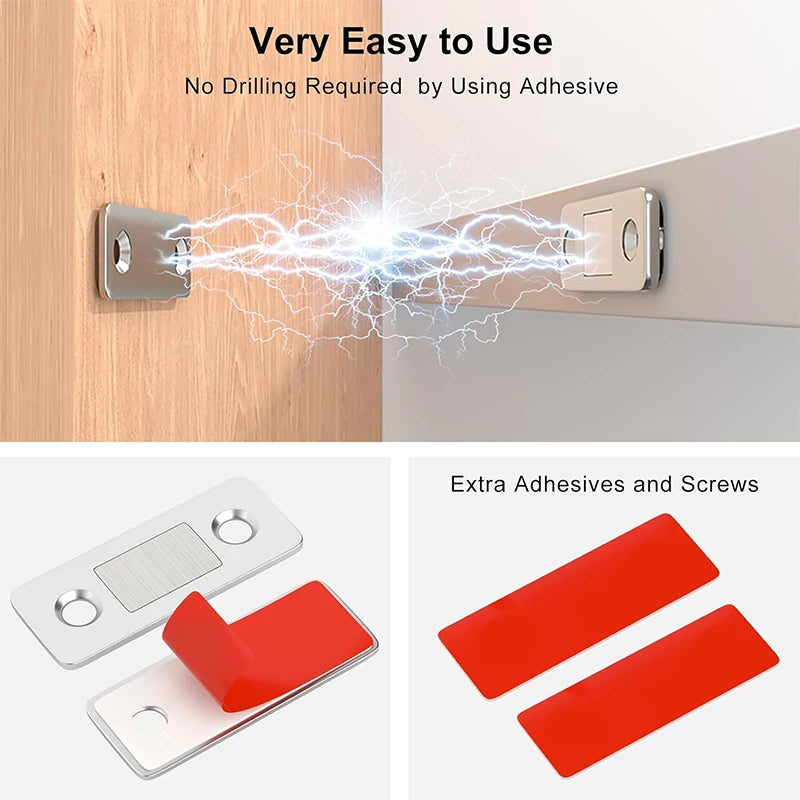 Magnetic Cabinet Catches Ultra Thin Door Strong Magnets Stopper Invisible Adhesive Drawer Magnet Lock for Kitchen Closet Closer