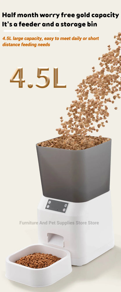 4.5L Smart pet feeder automatic cat feeder dog slow feeder timed and quantified automatic cat food dispenser cat and dog bowl