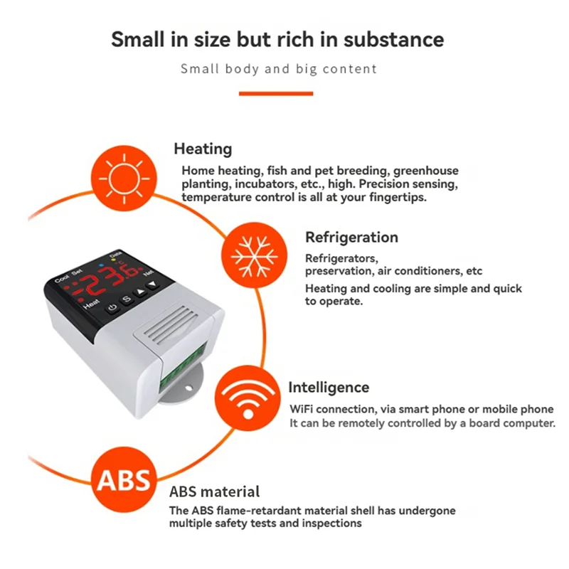 A99E-DTC1201 Smart Wifi Thermostat For Aquarium, AC 110V 220V With NTC Sensor And Mobile App Control For Home Automation