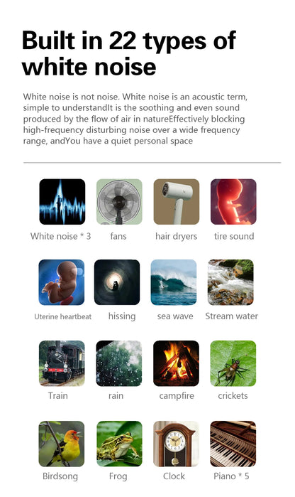 Baby Sleeping White Noise Machine USB Rechargeable Night Light Music Player 22 kinds of Soothing Sounds Child Sleep Aids Tools