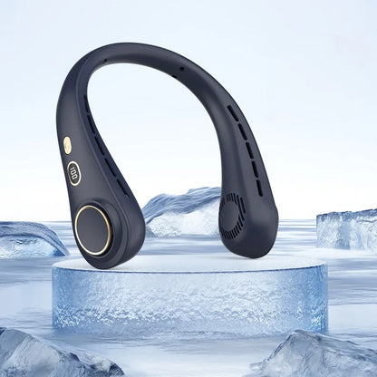 2025 Mini Hanging Neck Fan Portable Bladeless Neck Fan Air Cooler Digital Display Rechargeable Air Conditioner Neck Ventilator