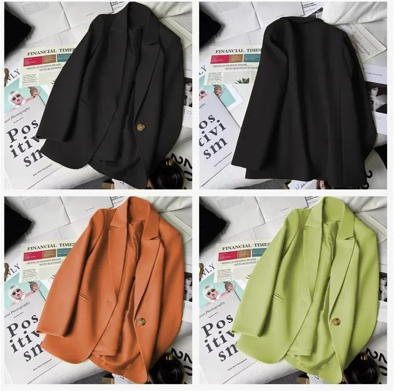 Office Lady Elegant Single Button Blazer Women New Autumn Long Sleeve Slim Jackets Casual Chic Tops Coats Outerwears Female