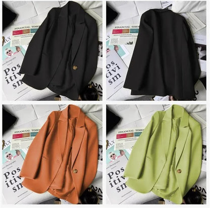 Office Lady Elegant Single Button Blazer Women New Autumn Long Sleeve Slim Jackets Casual Chic Tops Coats Outerwears Female