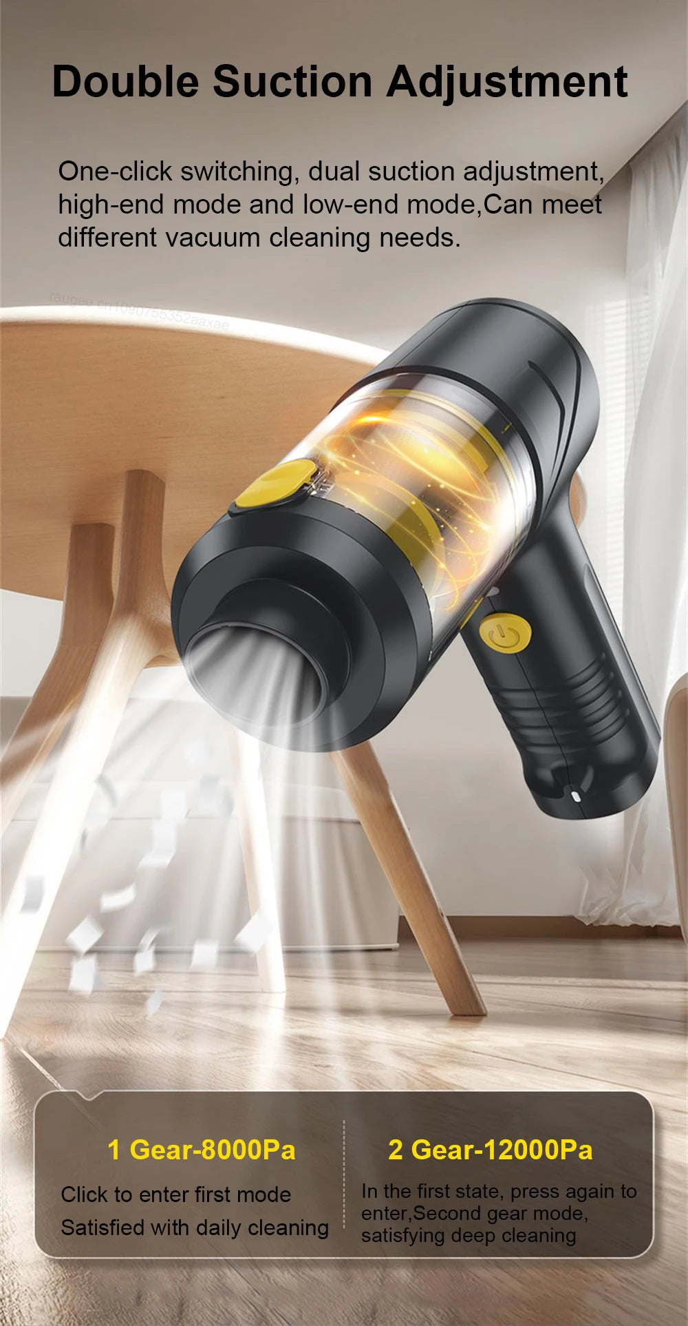 Car Vacuum Cleaner 12000PA Portable Vacuum Cleaner Strong Suction Handheld Vacuum Cleaner Wireless Vacuum Cleaner for Car Home