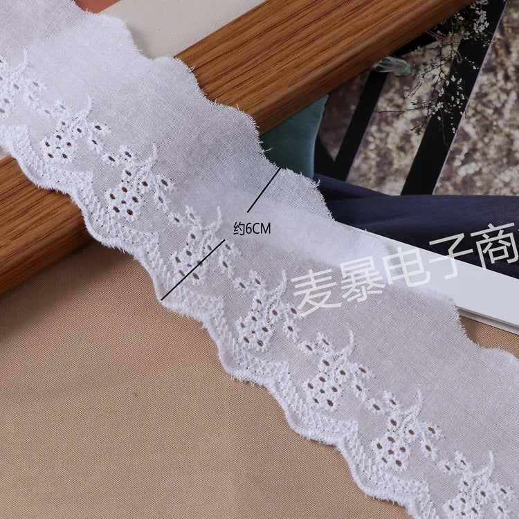 Beige White Floral Embroidery Cotton Lace Ribbon DIY Apparel Sewing & Fabric Handmade Crafts Material Lace Tape