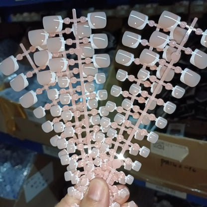 120pcs Square ToeNail Tips - Short French Tip Press On Toenails Pink Soft Gel Toe Nail Tips Full Cover Fake Toe Nail Extensions