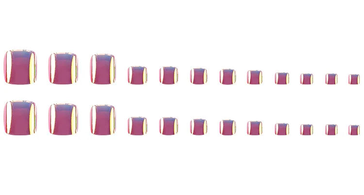 24 Pcs French Design Fake Toe Nail Press on Toe Nail Summer False Nails Acrylic Reusable Toe Nail Decorated Nails With Tool Kit