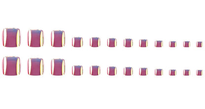 24 Pcs French Design Fake Toe Nail Press on Toe Nail Summer False Nails Acrylic Reusable Toe Nail Decorated Nails With Tool Kit