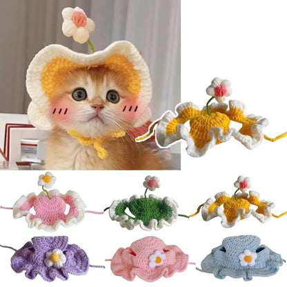 Handmade Pet Hat Pet Party Cosplay Headwear Puppy Kitten Knitted Hat Pet Headgear Decoration Pet Product Funny Pet Accessories