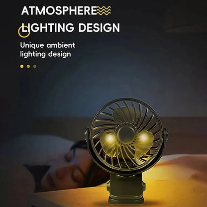 Rechargeable Portable Electric Fan 720° Rotating Hanging Clip Fan Night Light Air Cooler Outdoor Camping Small fans ventilador