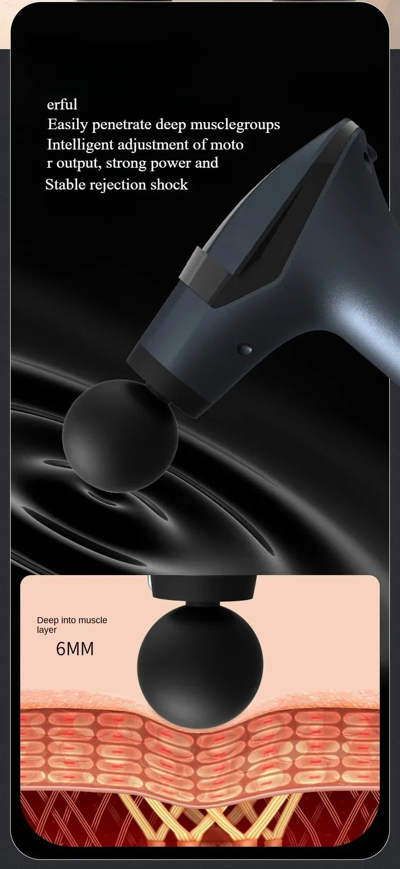 Portable Extended Handle Muscle Deep Tissue 3 in 1 Fascial Percussion Massage Gun Neck and Shoulder Back Vibration Massage Gun