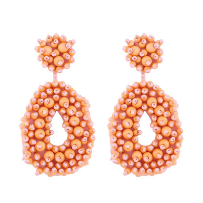 Bohemian Black Beaded Earrings Handmade Beads Drop Dangle Earrings For Women Statement Earrings Big Jewelry Brincos Accessories