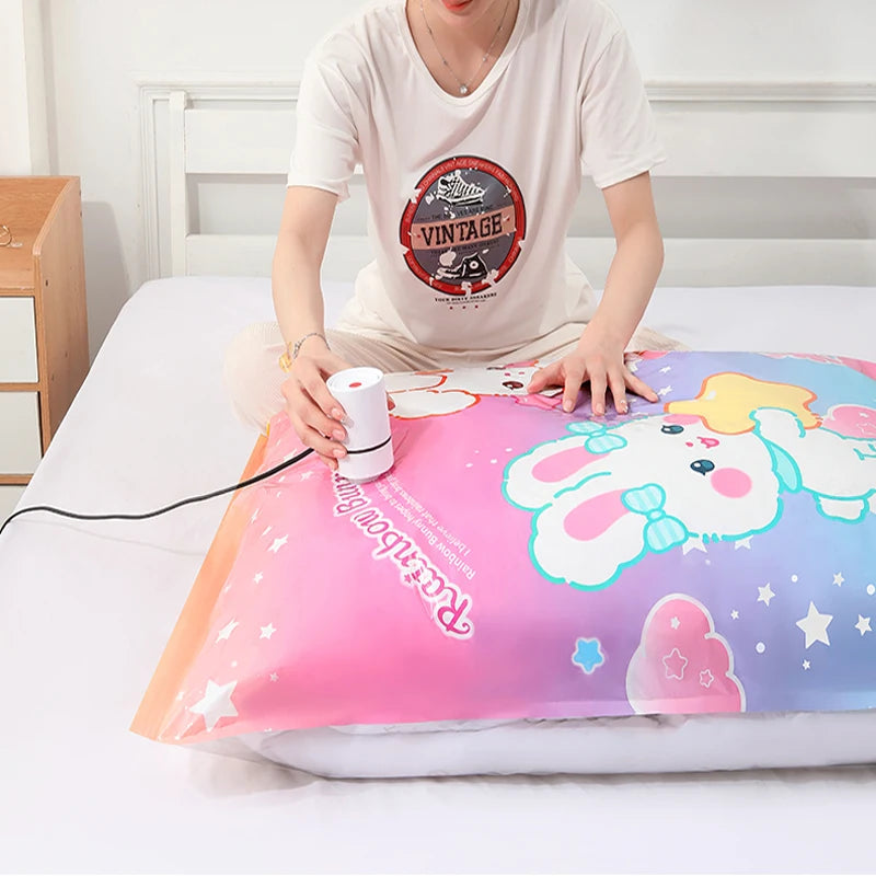 2pcs Vacuum Compression Storage Bags  - Space Saver for Clothes, Blankets, Quilts - Travel and Home Organization Essential