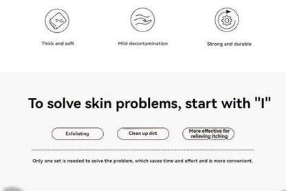 3 PCS Three-piece Bath Set, Rub Bath and Bath Artifact, Household Long Rub Back Towel, Bath Gloves, Bath Flower Set