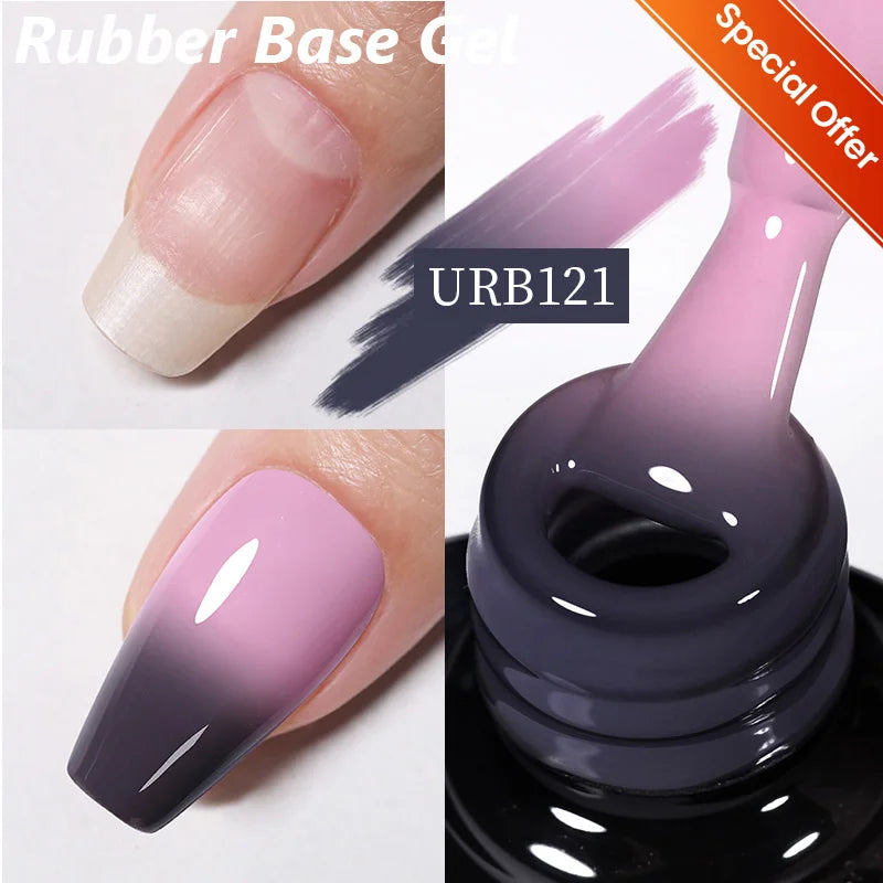 UR SUGAR 7ml Pale Pink Rubber Base Gel Nude Color Semi Permant Soak Off UV LED Self-leveling Gel Varnishes Great Coverage