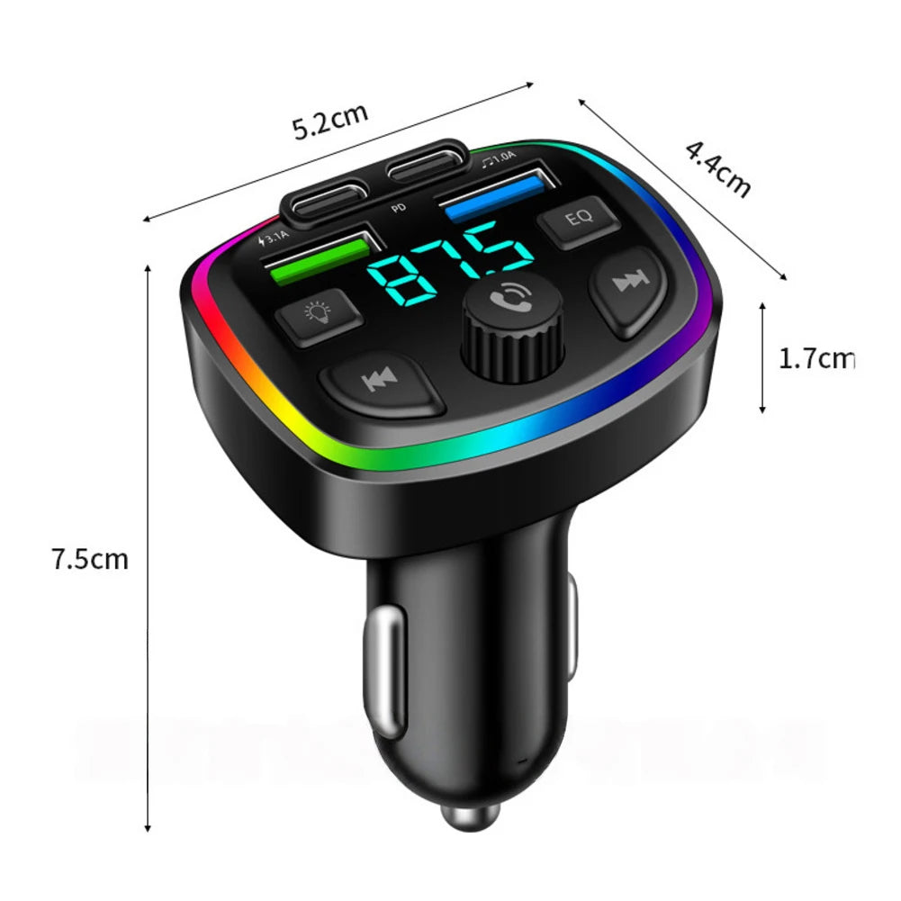 5.0 FM Transmitter Car Bluetooth-compatible 3.1A 1.0A Dual USB Car Charging MP3 Player FM Transmitter ﻿
