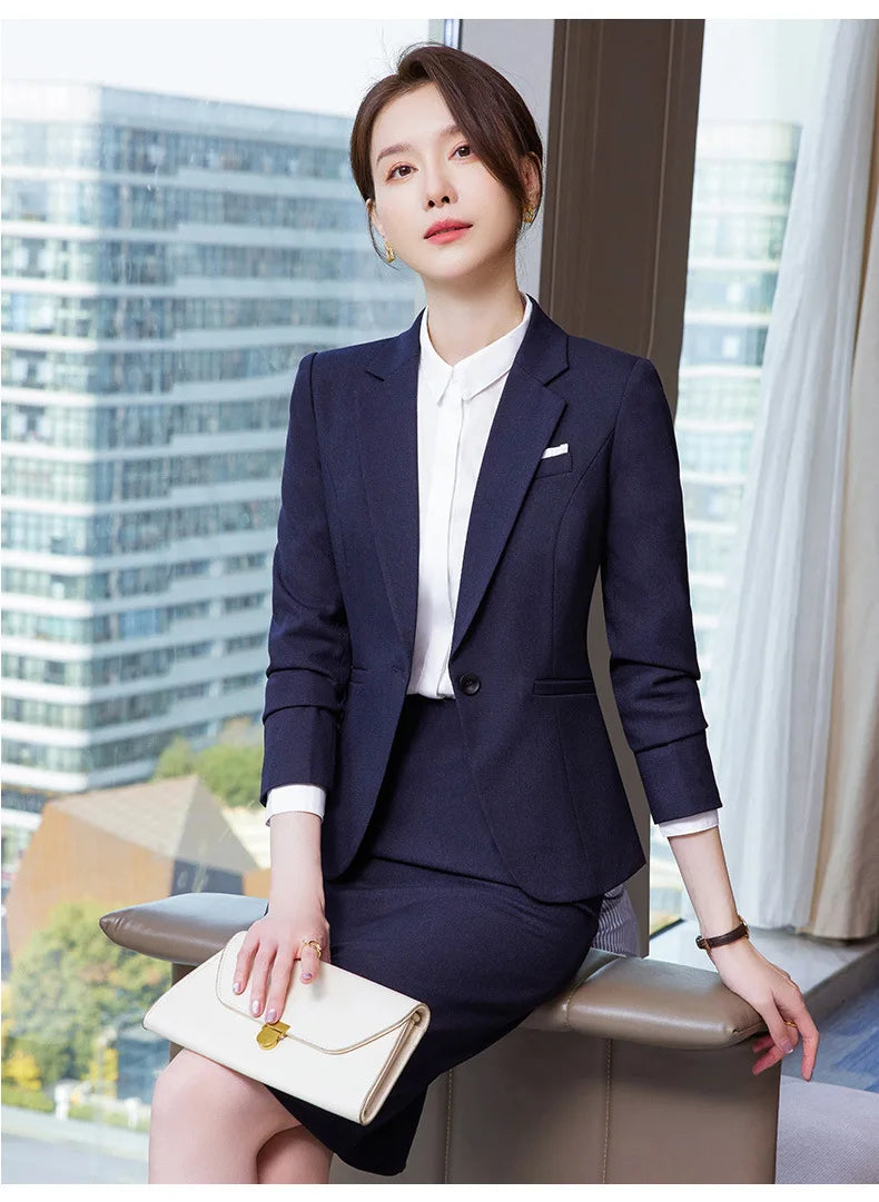 Ladies Office Work Wear Blazers Formal OL Styles Business Suits Pants and Jackets Coat Spring Autumn Professional Career Set