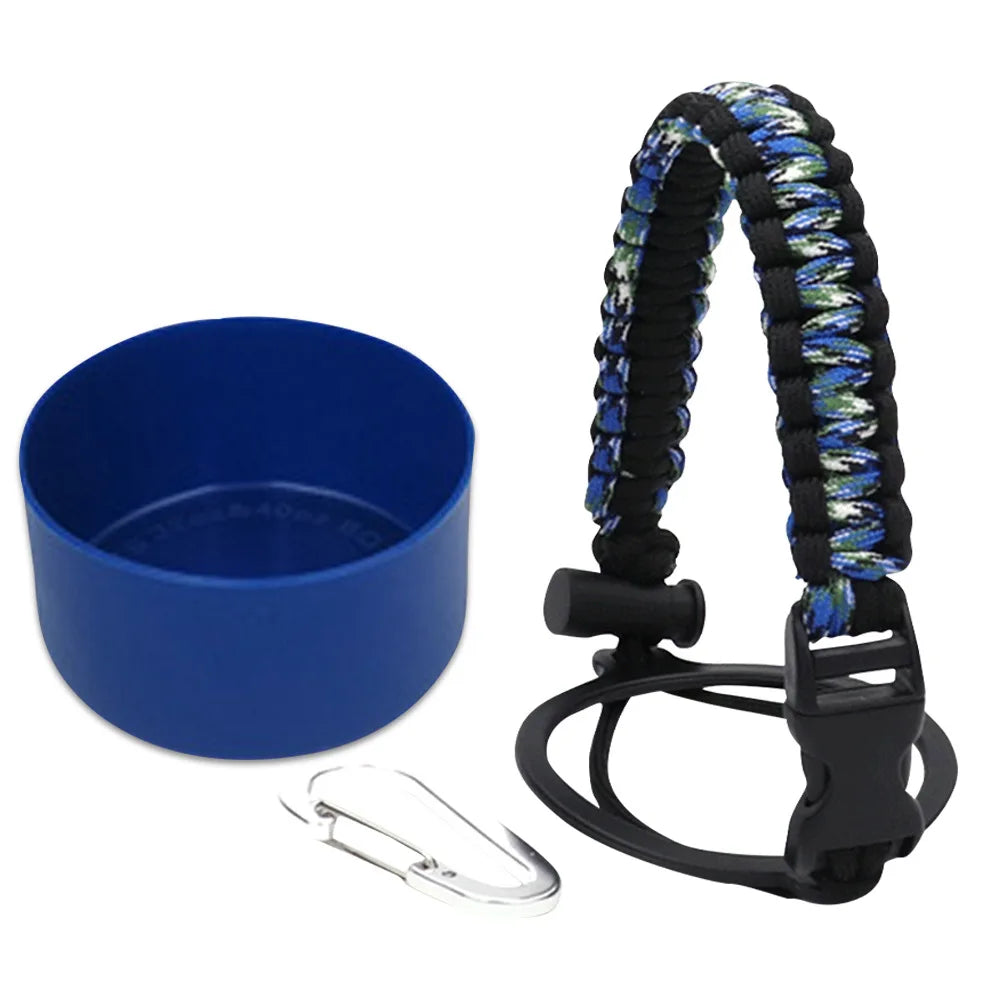 Paracord Handle For Wide Mouth Water Bottle And Silicone Sleeve Boot Compatible With Hydro Flask Tumblers Accessories