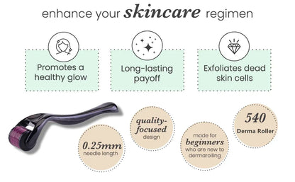 Micro Needle 540 Derma Roller Face Roller Titanium Hair Regrowth Beard Growth Microniddle Roller for Face Massager Skin Care