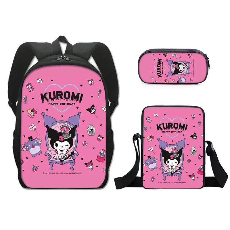 Sanrio Kuromi Backpack Sanrio Backpack Pencil Bag Student School Bag Primary and Middle kawaii Cartoon School Bag Mochila