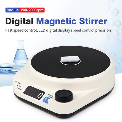 2000RPM Mini Electric Magnetic Stirrer with Stir Bar Brushless DC Motor Magnetic Mixer for Medical Chemical Laboratory EU Plug