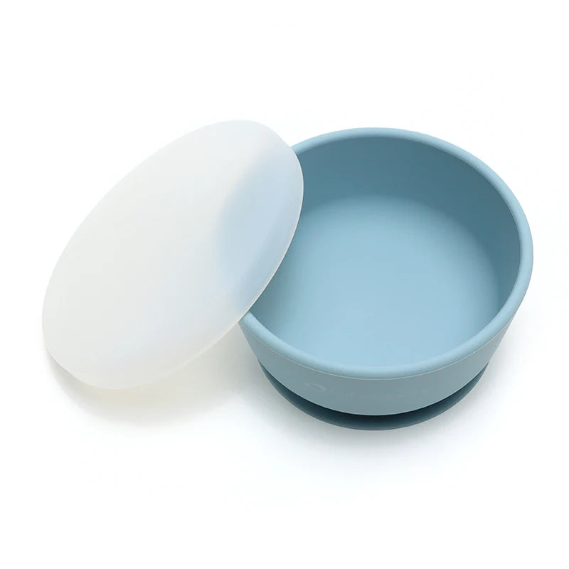 Food Grade Silicone Baby Feeding Bowls with Lid Anti-fall Strong Suction Dining Bowl for Toddler Kid Training Tableware BPA Free