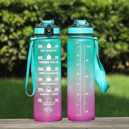 1L 1000ml Water Bottle Liter Stay Hydrated  Material Plastic Sport Bottle Reminder Times Sports Outdoor Fitness Office Running