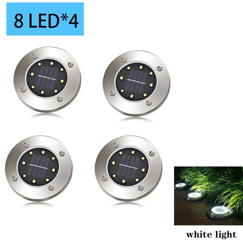 8/20LED Solar Power Disk Light Outdoor Garden Solar Underground Light Deck Light Spotlight Buried Solar Led Lamp Garden Decor