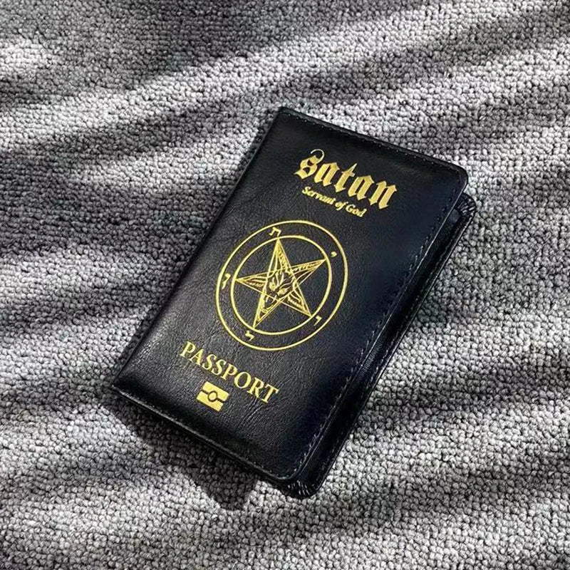 Satan Servant of God Passport Holder Pu Leather Passeport Case Women Travel Wallet Covers for Passports