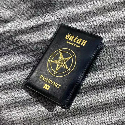Satan Servant of God Passport Holder Pu Leather Passeport Case Women Travel Wallet Covers for Passports