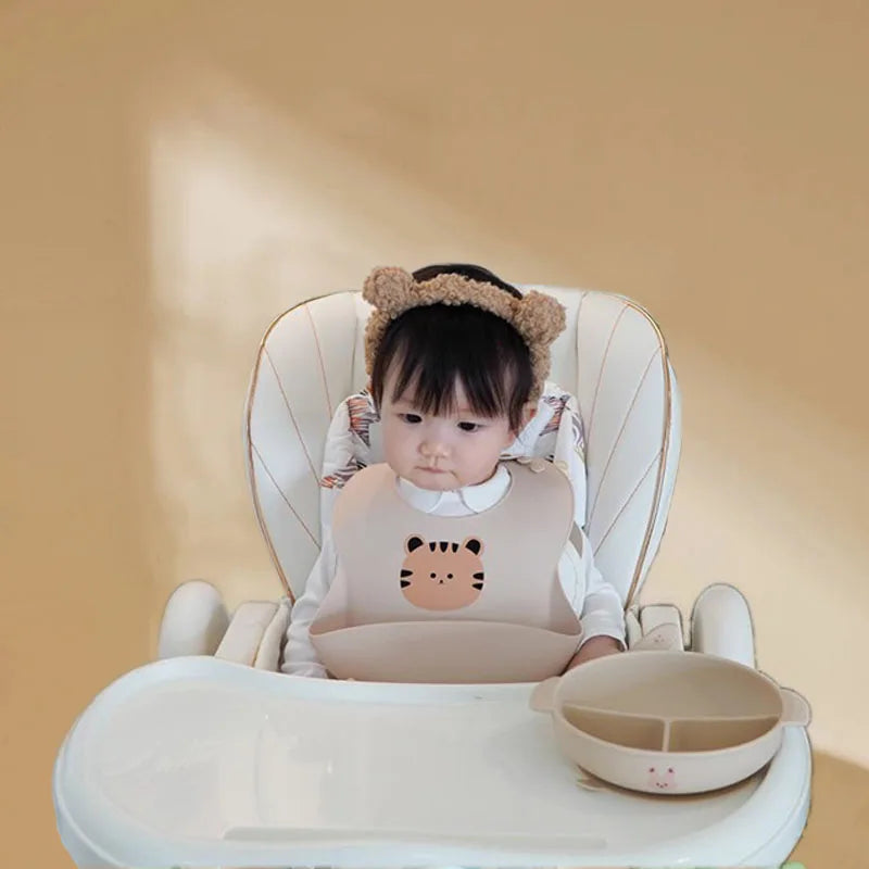 Baby silicone bib, bear bib, baby eating, children's complementary food, saliva bib, waterproof saliva towel