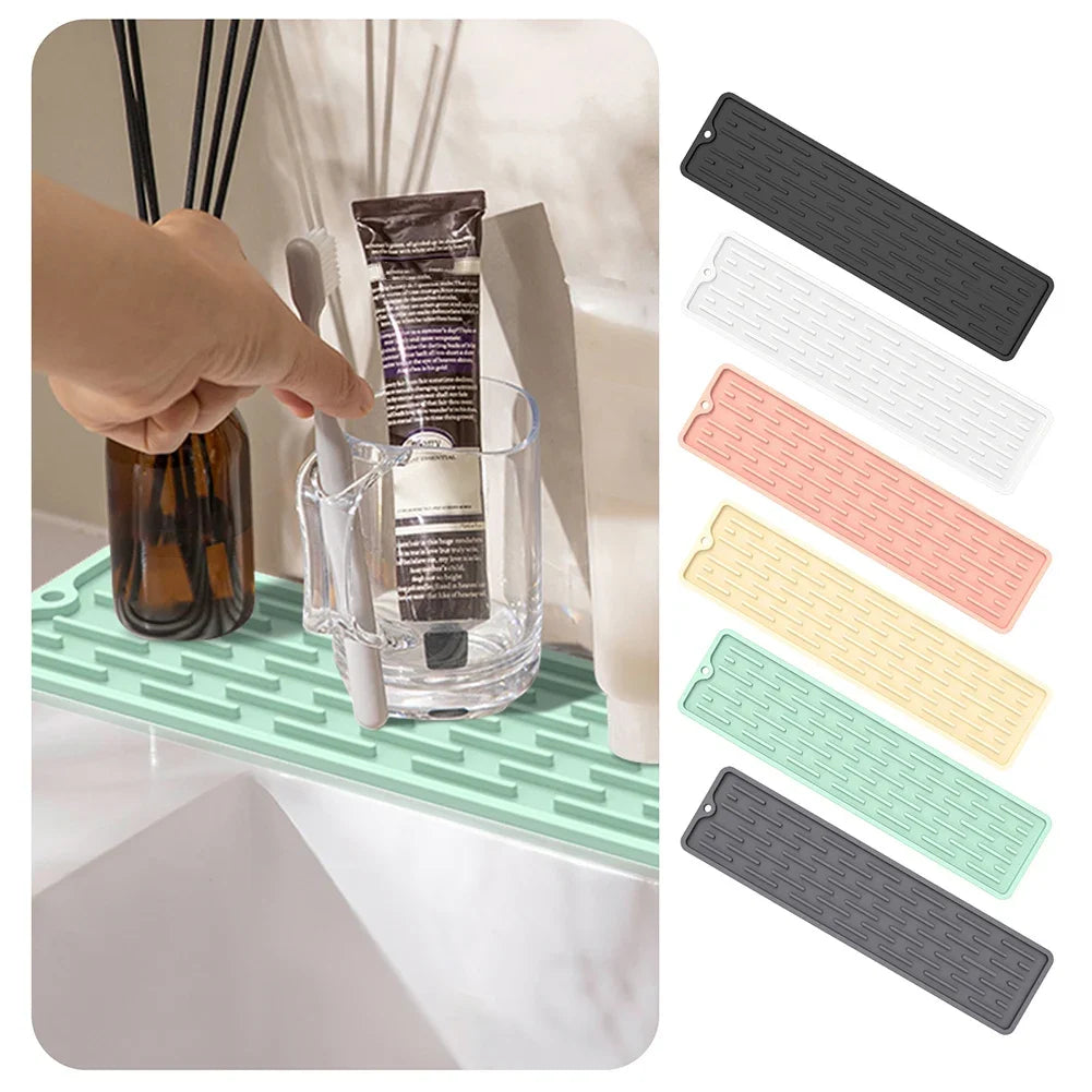 Silicone Countertop Mat Anti Slip Sink Tray Dinnerware Mat Organizer Kitchenware Protection Mat Storage Rack Kitchen Accessories