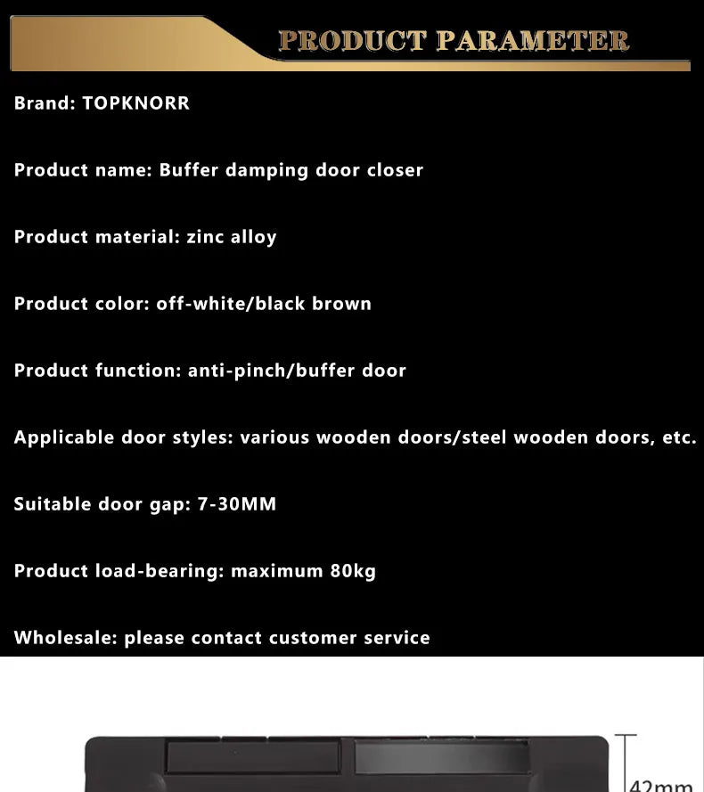 Door Damping Buffer Wooden Door Flat Outward Opening Invisible Door Home Closing Silent Hydraulic Door Closer Anti-pinch